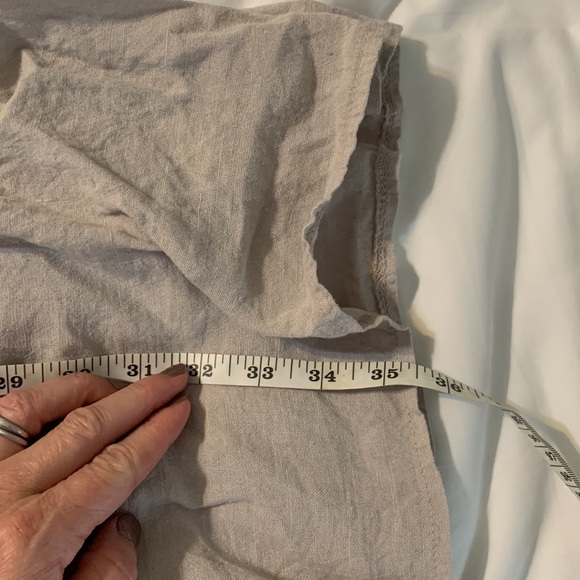 Elena Baldi Linen Shirt Dress Natural color 3/4 Button Up Size Small - Picture 8 of 8